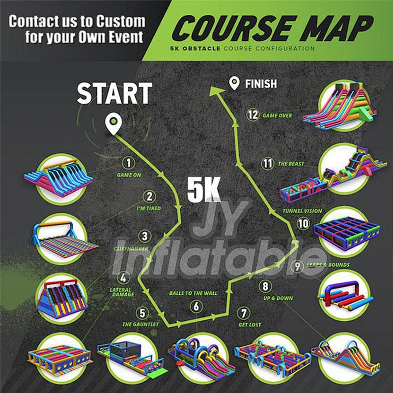 Blow Up Outdoor Event 5K Run Obstacle Course Inflatable 5K For Adults