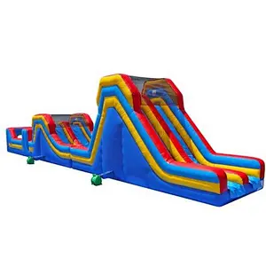 2018 China fabrica Obstaculo inflable de doble tobogan