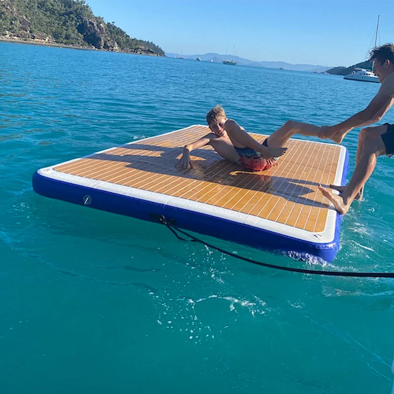 Ready To Ship 3Mx2M Inflatable Water Play Platform Most Popular 20cm Thickness Inflatable Dock Floating For Sale