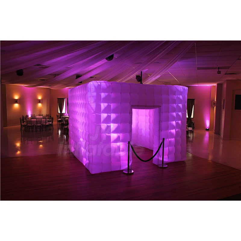 Outdoor White Enclosure Wall Props LED Cabin Inflatable Photo Booth