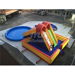 Fabrica juegos inflables tobogan con piscina pvc kids acuatico
