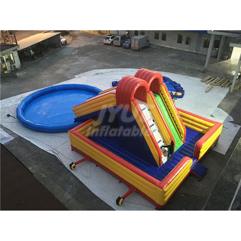 Fabrica juegos inflables tobogan con piscina pvc kids acuatico