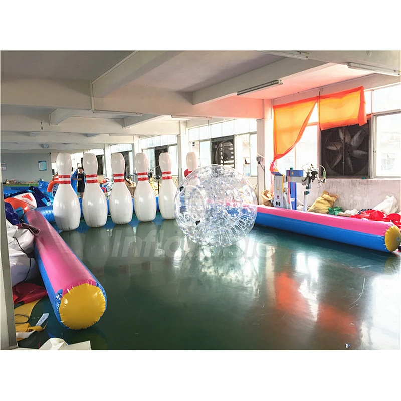 Outdoor Inflatable Bowling Pins With Zorb Ball For Inflatable Human Bowling Game Set