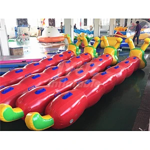 Sport Game Team Building Games Large 6 Seaters Inflatable Caterpillar Racing Tube For Ride