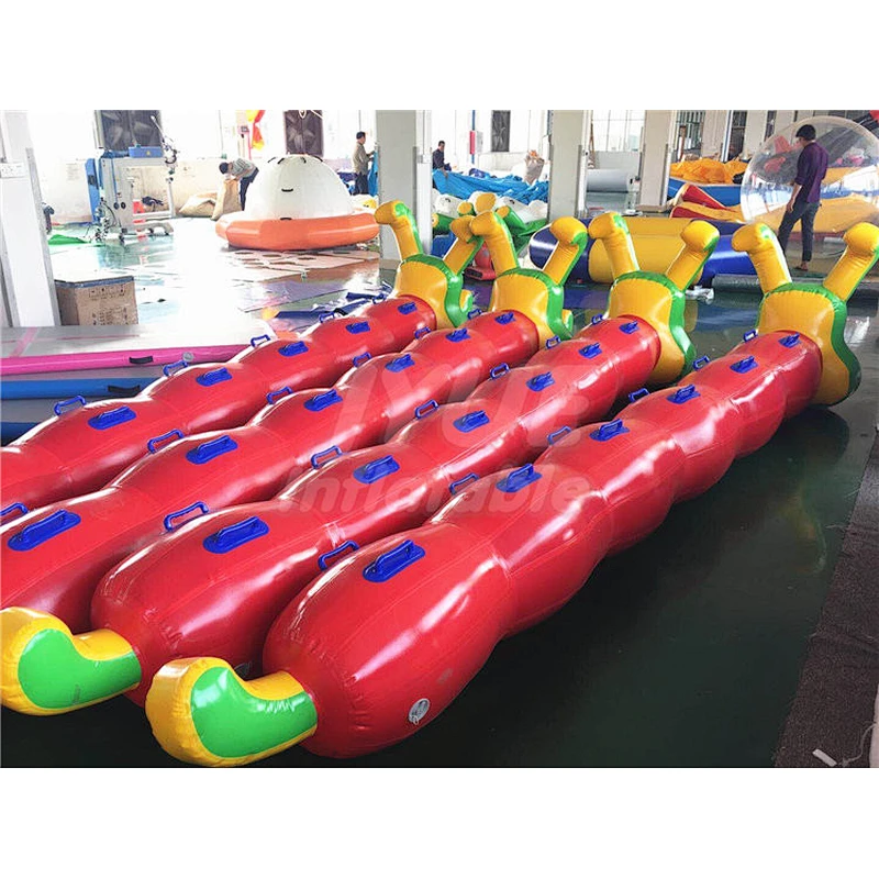 Sport Game Team Building Games Large 6 Seaters Inflatable Caterpillar Racing Tube For Ride