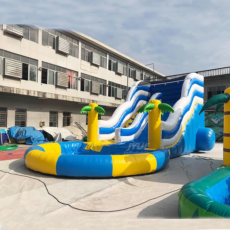 New Design PVC Double Lanes Commercial Inflatable Water Slide Pool For Sale