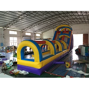 2018 China fabrica Obstaculo inflable de doble tobogan