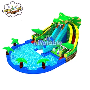 Commercial Grade Big Inflatable Commercial Water Park ,Castle Slide with Pool