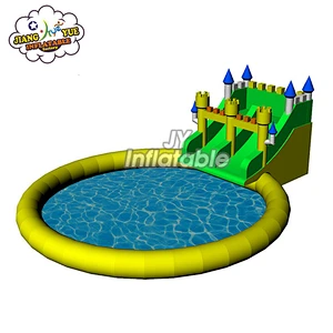 Commercial Grade Big Inflatable Commercial Water Park ,Castle Slide with Pool