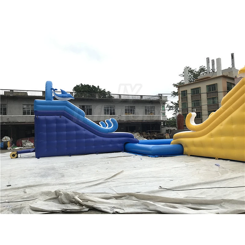 Waterpark Equipment Commercial Kids Inflatable Water Park With Two Dolphin Slide