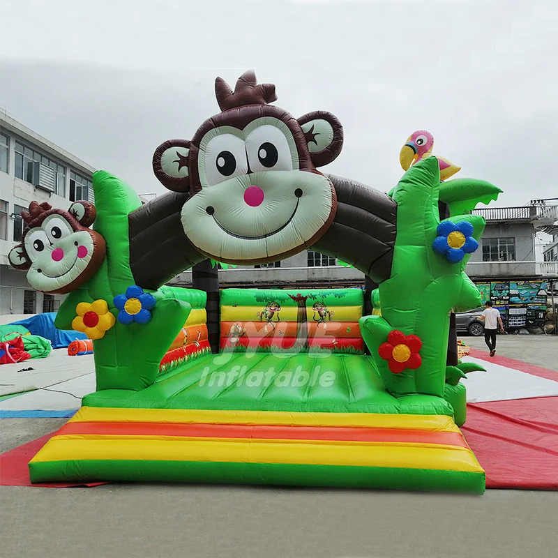 Kids Inflatable Bounce Bed Commercial Monkey Cartoon Inflatable Bounce Houses