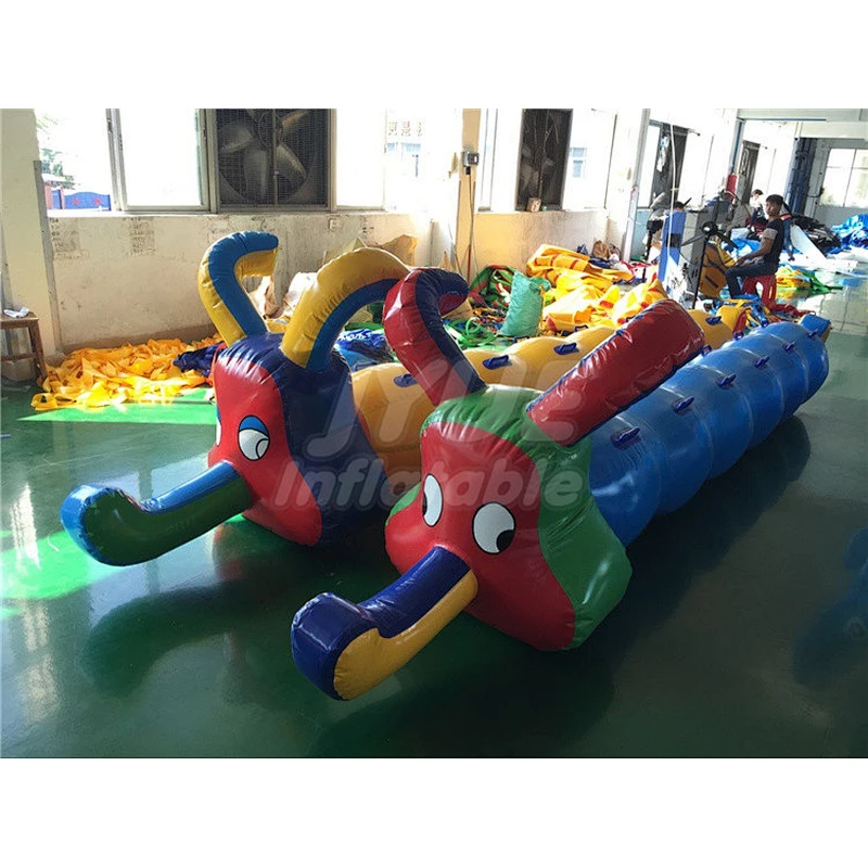 Sport Game Team Building Games Large 6 Seaters Inflatable Caterpillar Racing Tube For Ride