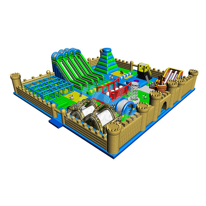 Big Quality Different Themes Slip Slide Amusement Inflatable Game Park Inflatable Trampoline Obstacle Course