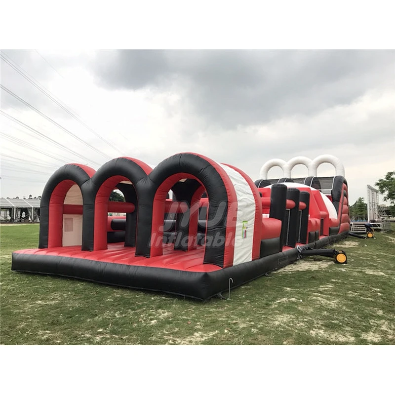 Blow Up Fun Run Red Inflatable Challenge Obstacle Course Races For Adults