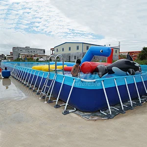 Newest Type Customized Inflatable Swimming Rectangular Metal Frame Pool For Sale