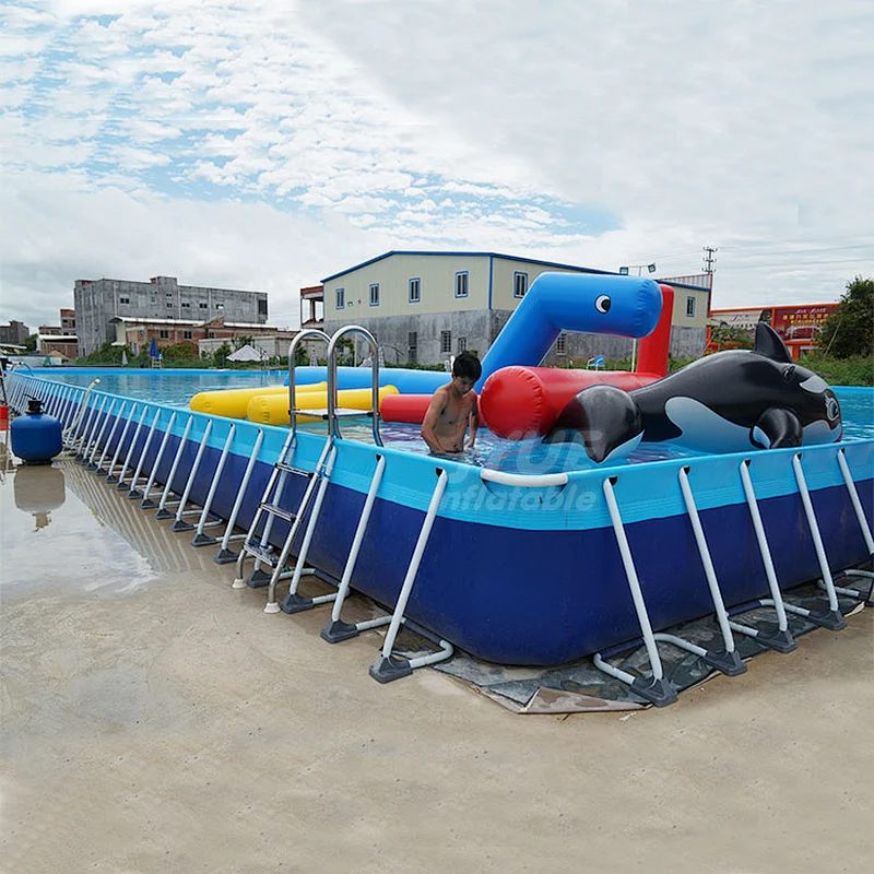 Newest Type Customized Inflatable Swimming Rectangular Metal Frame Pool For Sale