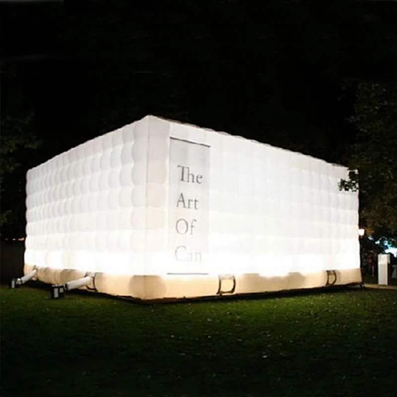 White Large Durable LED Lighting Cube Decoration Inflatable Party Tent