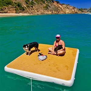 Raft Fishing Water Floating Jet Ski Yacht Pad Dock Island Inflatable Teak Color Platform Dock