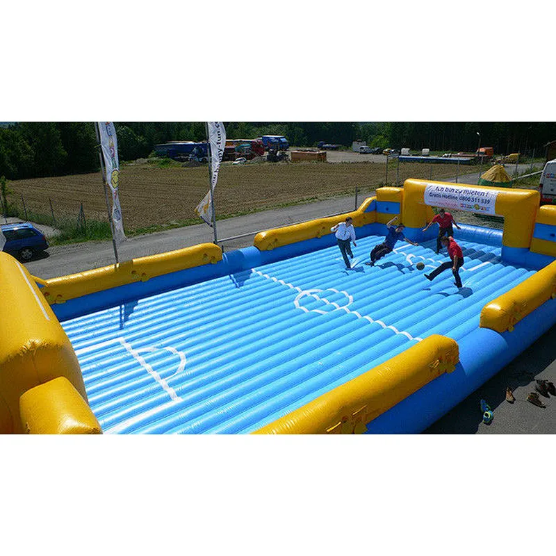 Customized Outdoor Portable Kids Or Adults Group Activity Soccer Pitch  Inflatable Football Game 20m