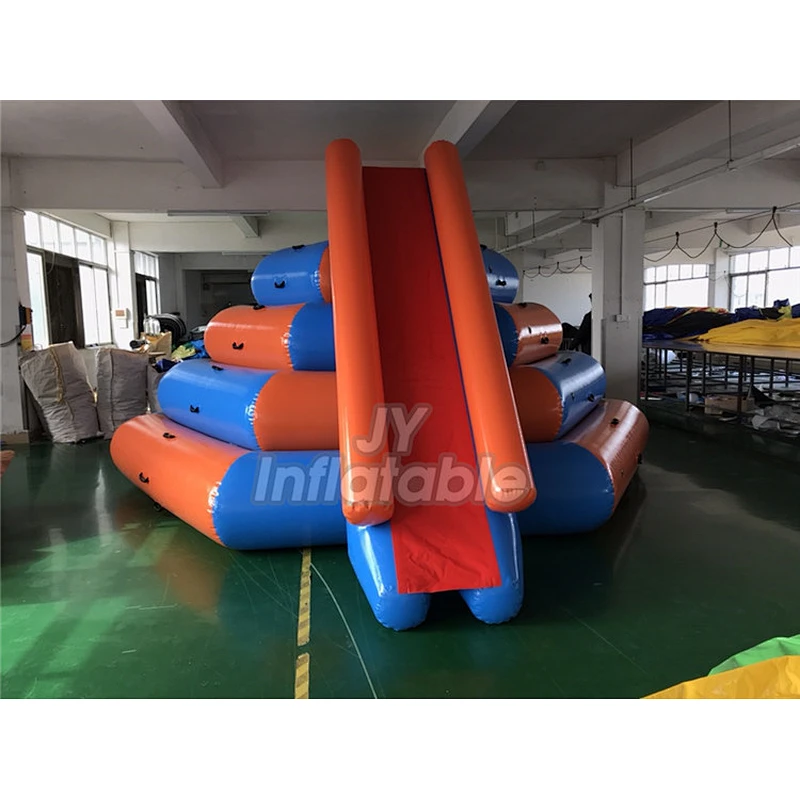 Water Park Inflatable Climbing Tower Floating Water Slide For Aqua Park