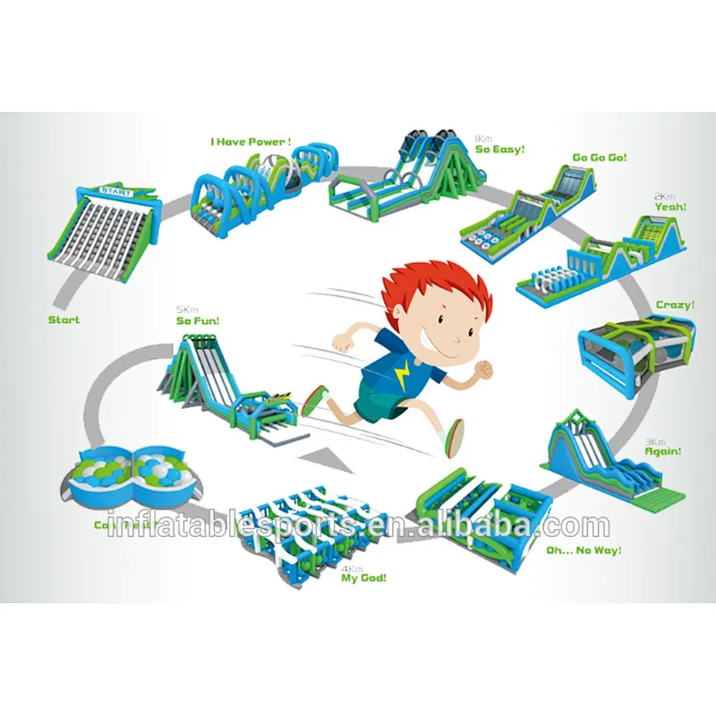 3D Design And Real Picture Build Obstacle Run Sports Equipment Inflatable 5k Course
