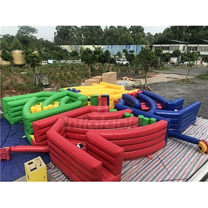 Crazy 4 Player Inflatable Dizzy X Obstacle Course Inflatable Dizzy Meltdown Wipeout Interactive Game