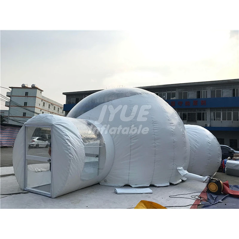 3m Dome Camping Transparent Inflatable Bubble Tent Outdoor With 2 Tunnels