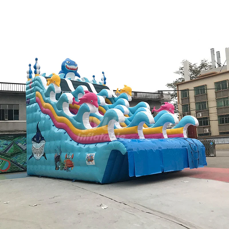 Amusement Equipment Small Dolphin Inflatable Water Slide For Above Ground Pool