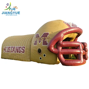 2018 Hot Outdoor Large Adult Play Inflatable Mascot Tunnels Football Helmet Tunnel Bear Tiger Head For Customized Size