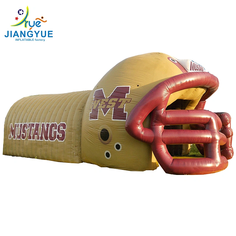 2018 Hot Outdoor Large Adult Play Inflatable Mascot Tunnels Football Helmet Tunnel Bear Tiger Head For Customized Size