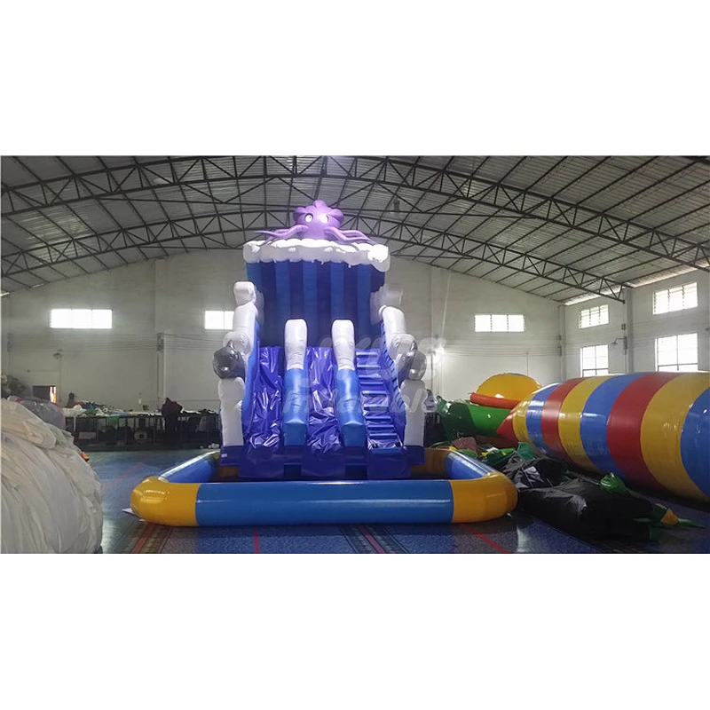 Blow Up Slide And Pool Commercial Inflatable Water Slide With Pool For Water Park