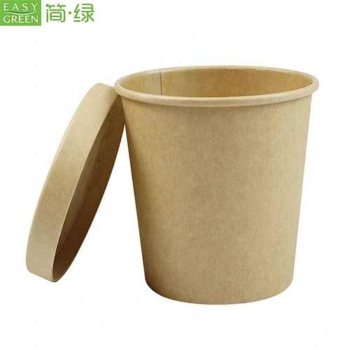Disposable Custom logo printing 32 oz round kraft paper soup cup with lid