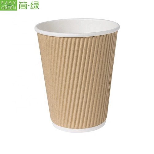 Disposable  hot sell 12oz corrugated for hot drinks water coffee tea cocoa cafe paper cup with lid