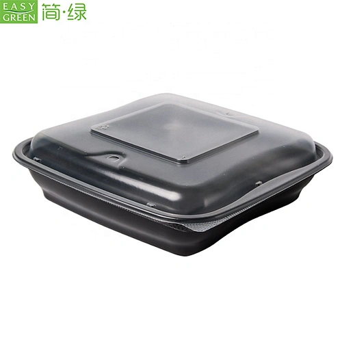 Easy Green Disposable black clear pp plastic meal lunch box with lid