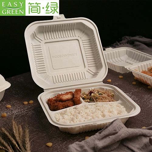 Easy Green Disposable Eco Friendly Biodegradable Take Out To Go Cornstarch Food Container With Lids