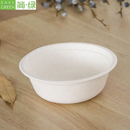 Easy Green White 400ml Round Food Packaging Bagasse Disposable Paper Soup Bowls
