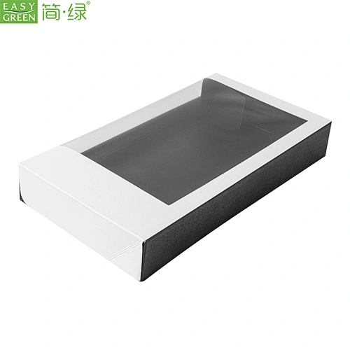 New Custom Disposable Food Packaging Cardboard Take Away Black and White Sushi Paper Box with Window