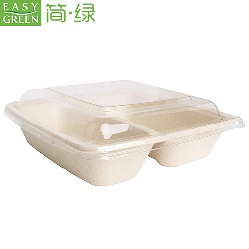 Easy Green disposable food packing microwavable sugarcane bamboo plates