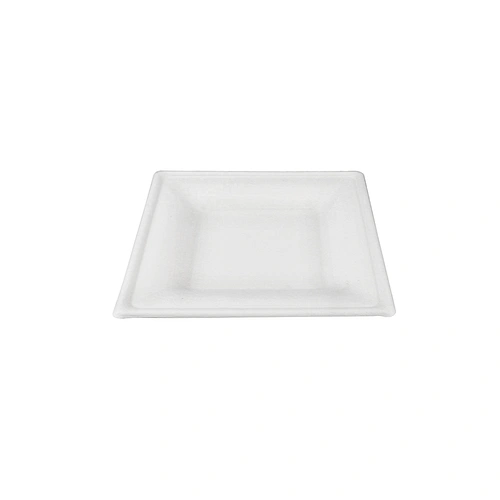 Easy Green Wholesales Disposable White Pulp Biodegradable Food Packaging Sugarcane Bagasse 6" Square Tray