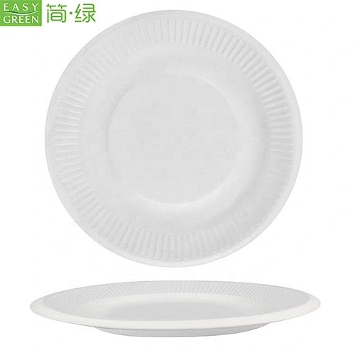 Easy Green Wholesale Biodegradable Sugarcane Bagasse Pulp Fiber Round Disposable Bio Paper Plate