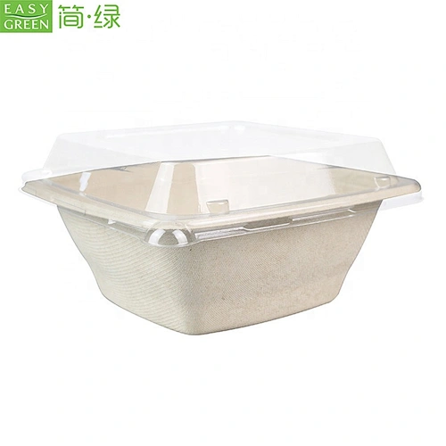 Easy Green Recycled 32oz Take Away Sugarcane Bagasse Paper Pulp Salad Bowl