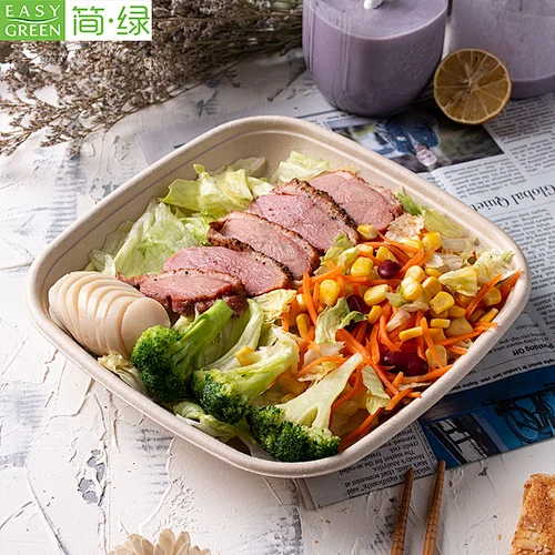 Easy Green Disposable  Biodegradable Square Fast Food Container Take Out Lunch Box 32oz