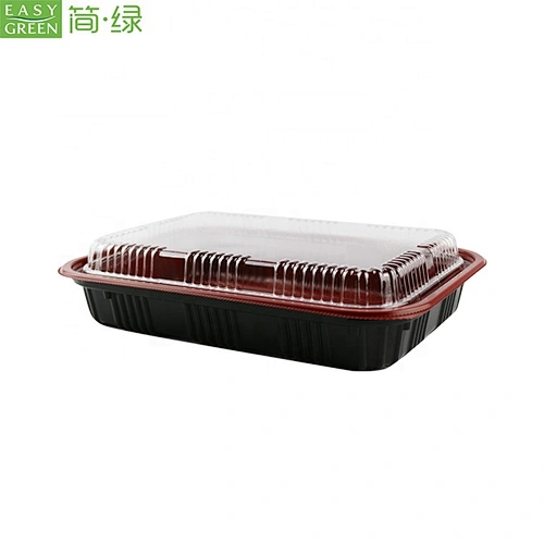 Easy Green PP Plastic Disposable Frozen Food Microwavable Container Food Tray With Anti-Fog Lid