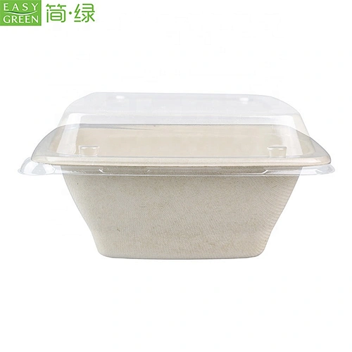 Easy Green disposable eco friendly compostable bagasse 32oz square salad bowl EG-32S