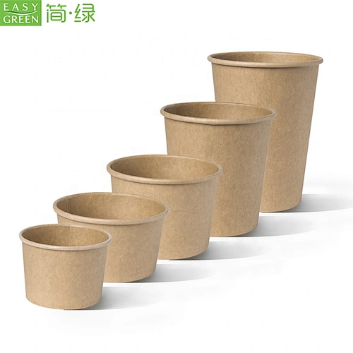 8 oz Brown Kraft Soup Cups Recyclable Paper Bowls for Hot & Cold Foods
