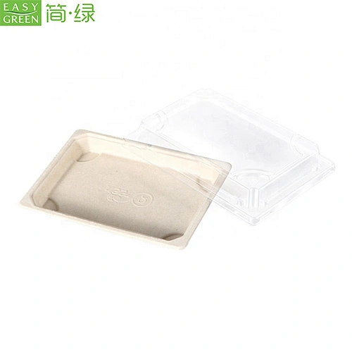 Disposable 100% natural wheat straw fiber degradable Eco-friendly Rectangular bagasse sugarance sushi tray