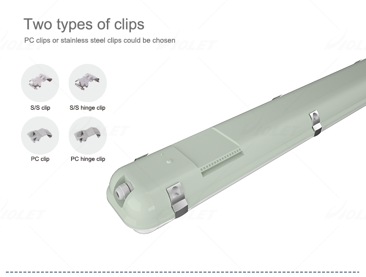 double led tube light with clips