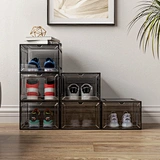 plastic shoe box storage stackable with magnetic door