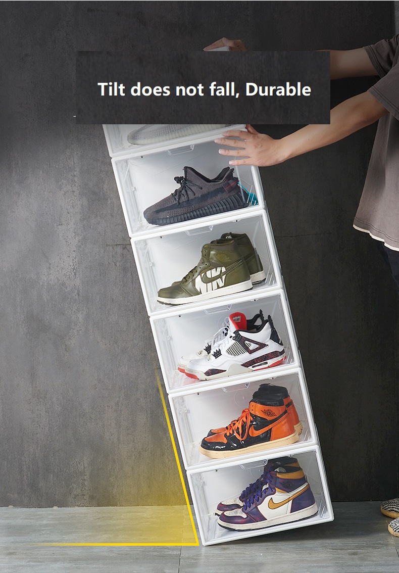 transparent sneaker box,sneaker box,front open storage,transparent shoe storage,box open front