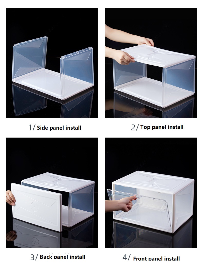 transparent sneaker box,sneaker box,front open storage,transparent shoe storage,box open front